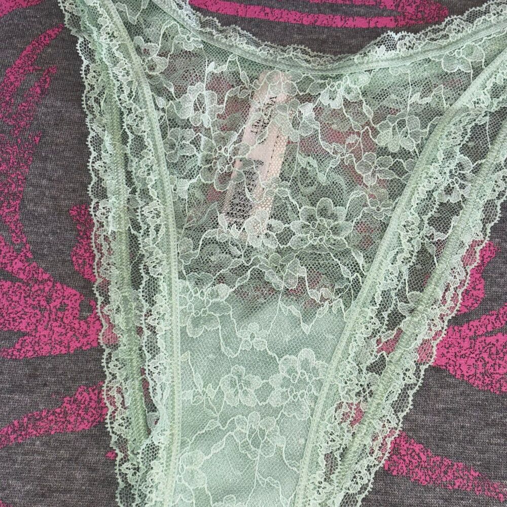 NWT New Victoria’s Secret Lace Panty Brazilian Panty Pretty Mint Floral LG - Picture 5 of 7